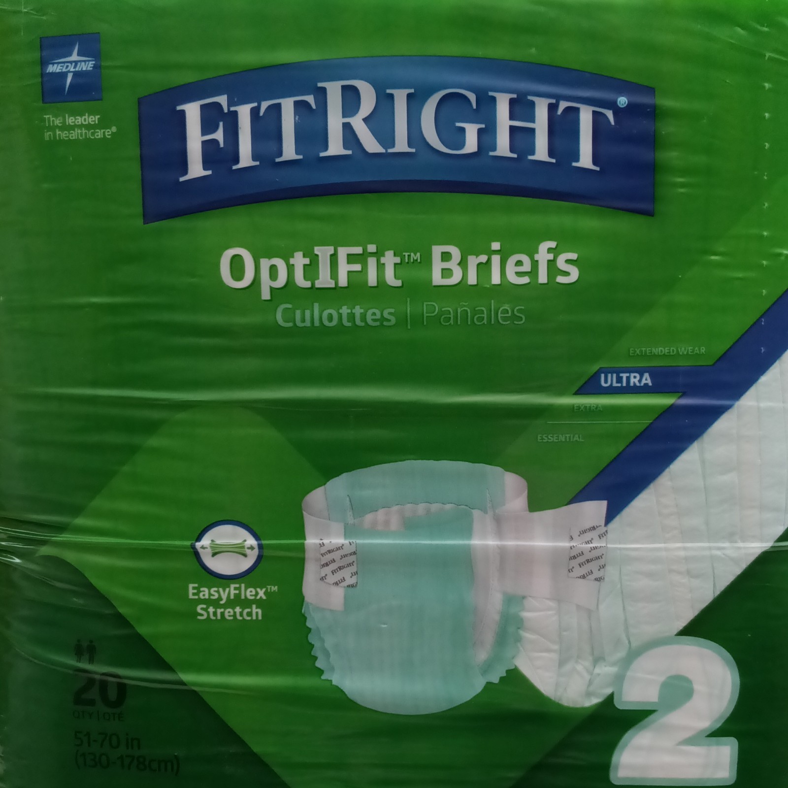 FitRight OptiFit Incontinence Briefs Ultra XL/XXL 20 Ct Disposable FRSU2
