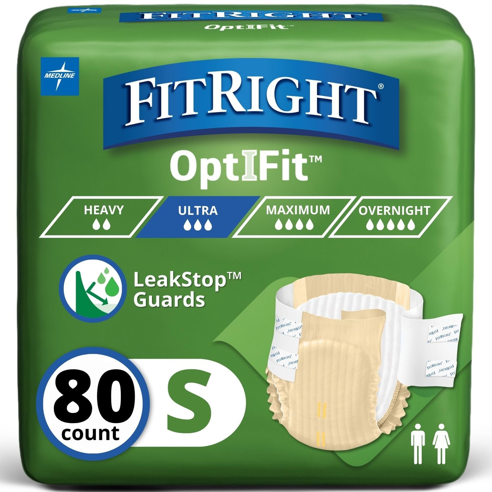 FitRight Ultra Adult Diapers, Disposable Incontinence Briefs with Tabs, Heavy Ab