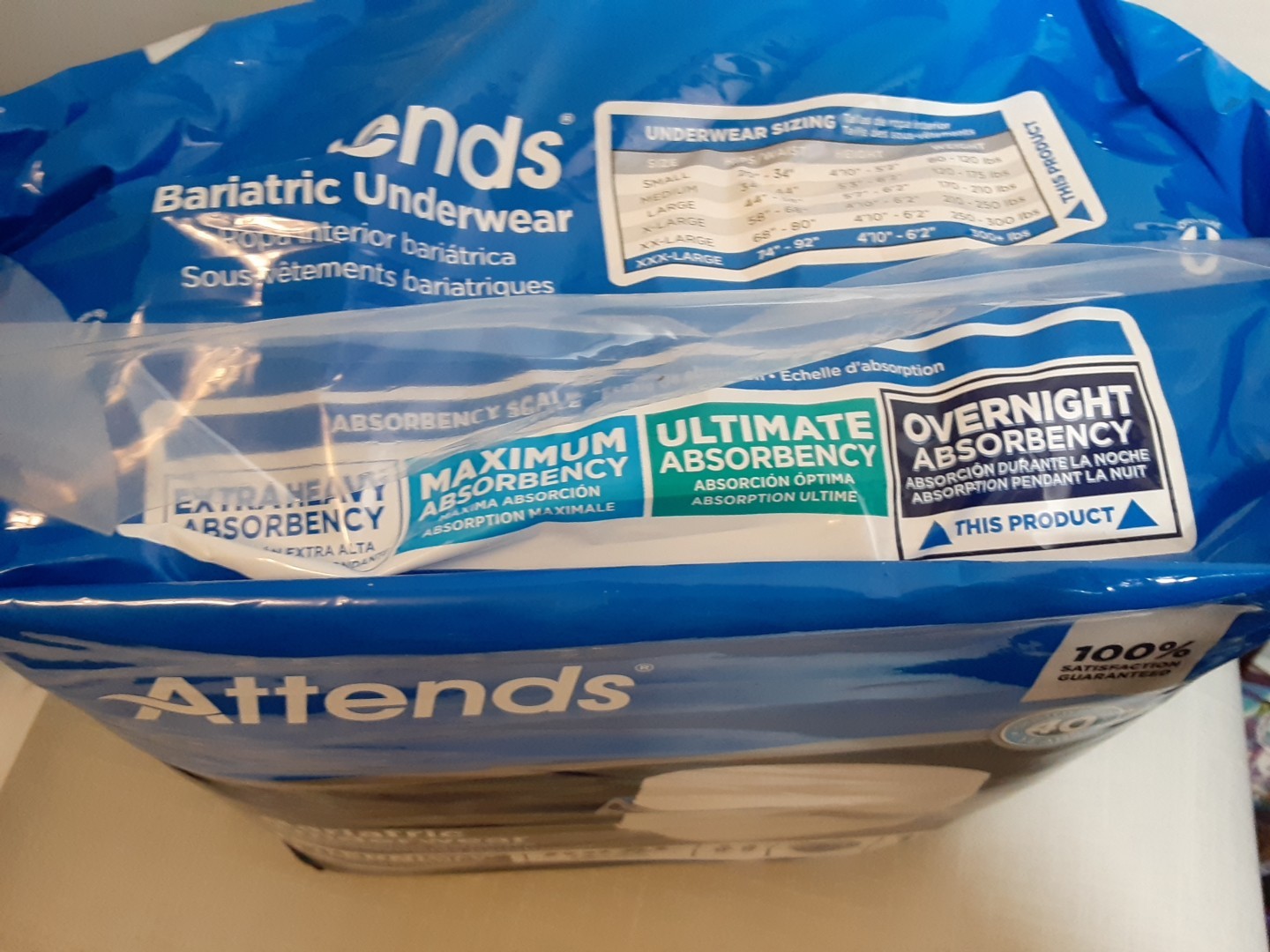Attends Bariatric Disposable Underwear Unisex 3XL 10 Count New