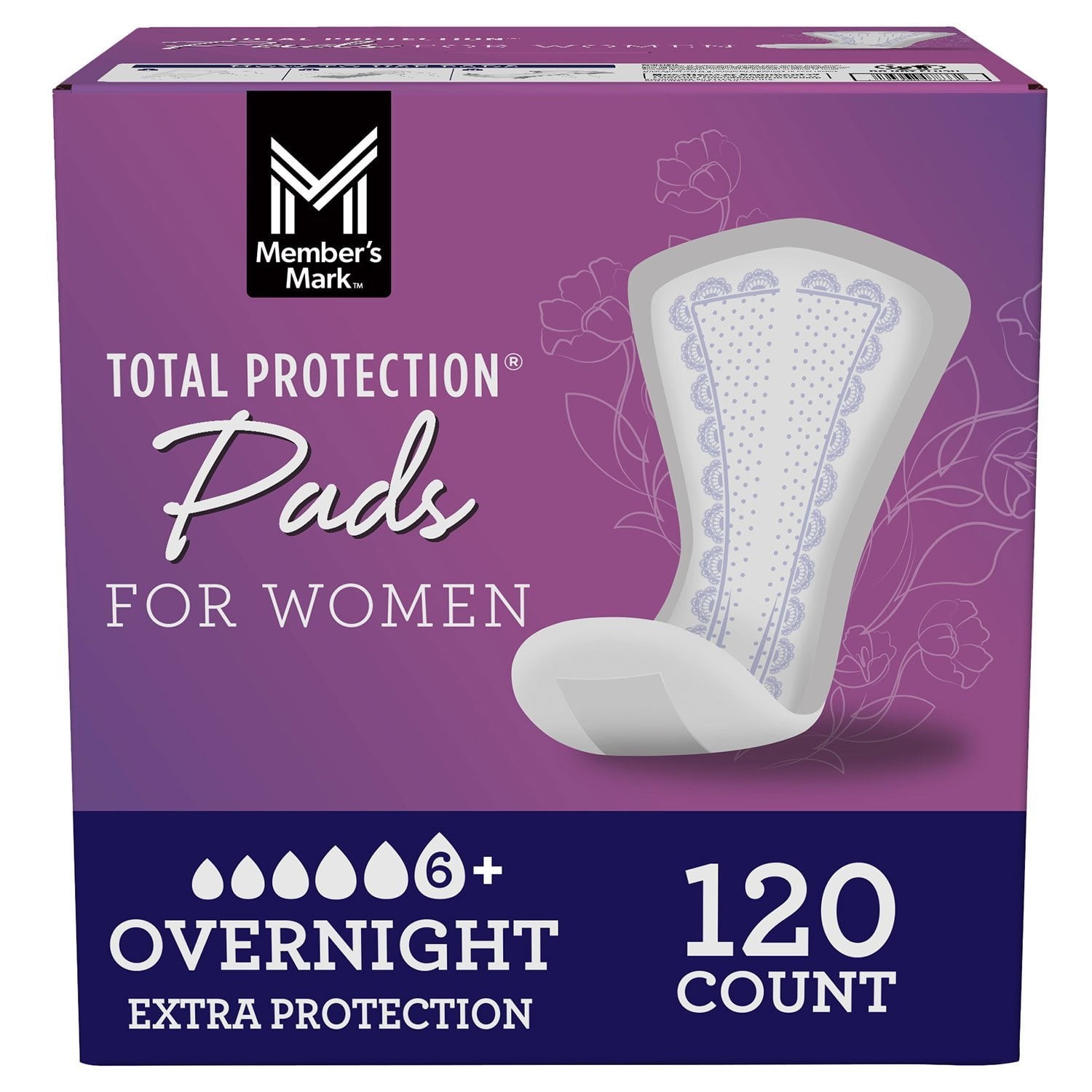 Member’s Mark Total Protection Overnight Pad for Women 120 ct. FREE shipping