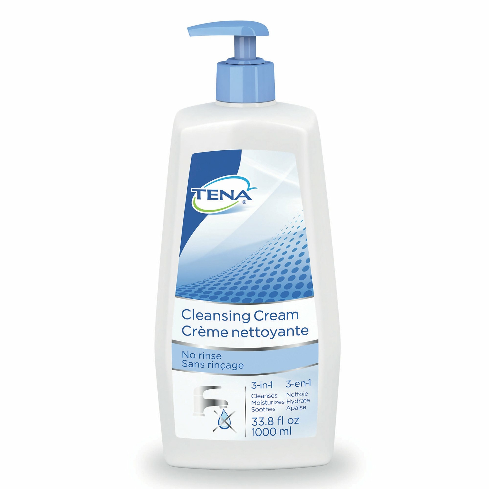 8 TENA Skin Cleansing Cream Rinse-Free Wash Pump Bottle 33.8 oz 1000 mL 64435