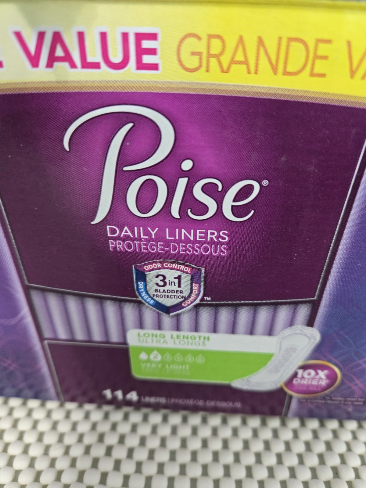 114Ct Poise Daily Incontinence Panty Liners~2 Pack~Very Light Absorbency~Long