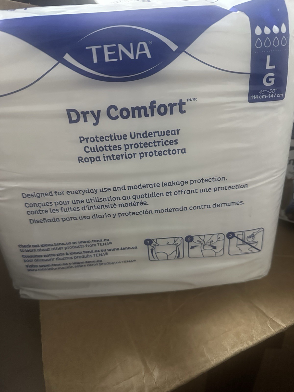 Tena Dry Comfort Protective Underwear Size LARGE 45”-58”