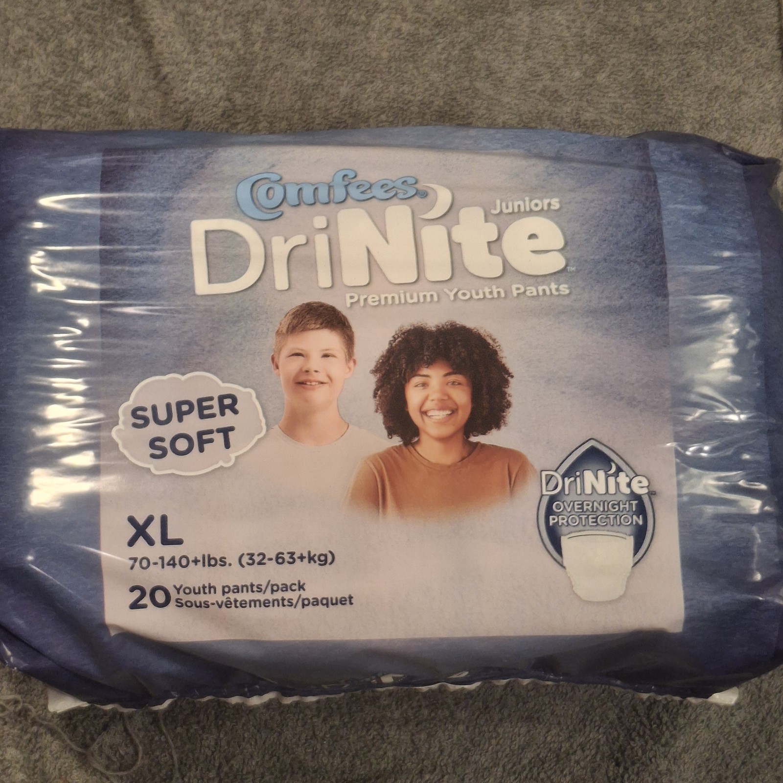Comfees DriNite Juniors Premium Youth Pants XL Overnight Disposable 20 Pack