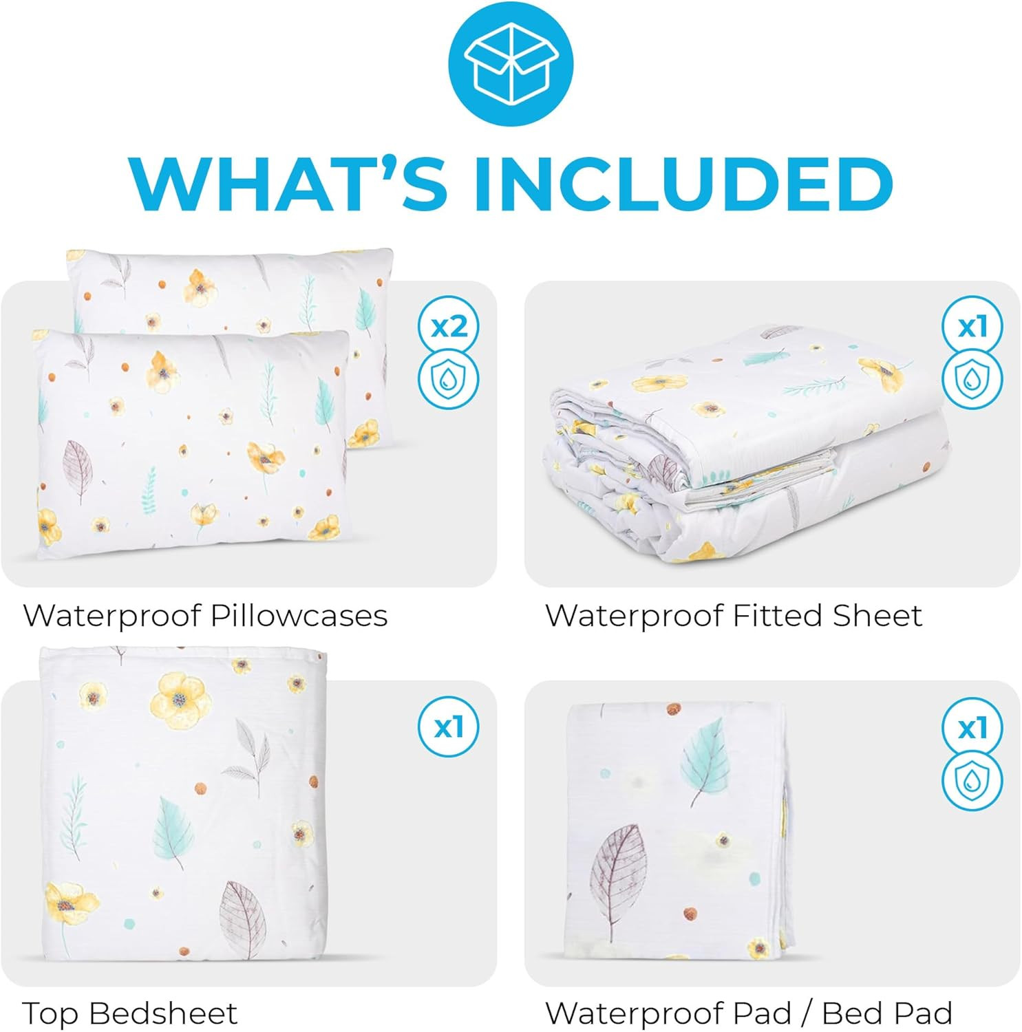 Washable Waterproof Bed Sheets for Incontinence – Twin Yellow Floral Design