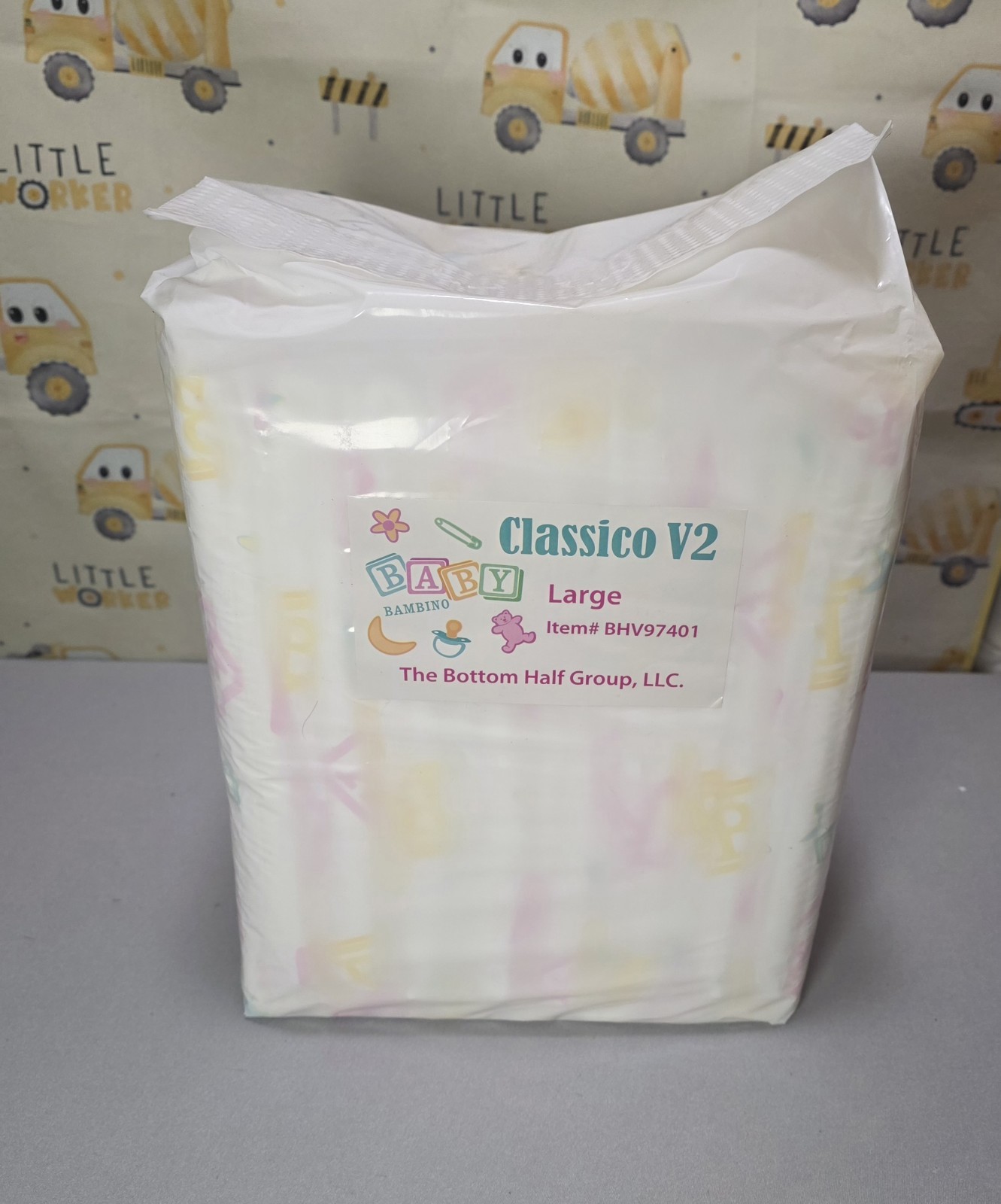 Full Bag Of 8 Bambino Classico V2 ABDL Diaper Size Large 38″-50″