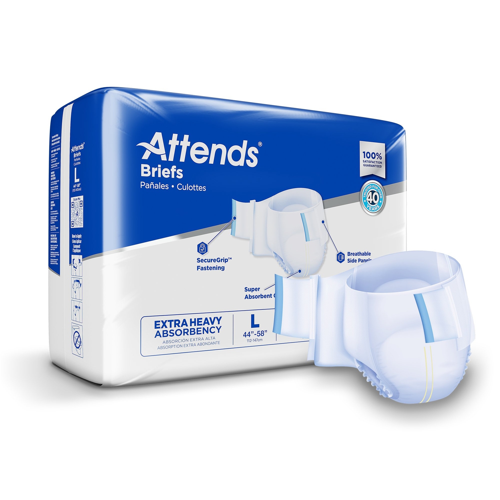 Attends Care Advanced Incontinence Brief L Breathable DDP30100 100 Ct