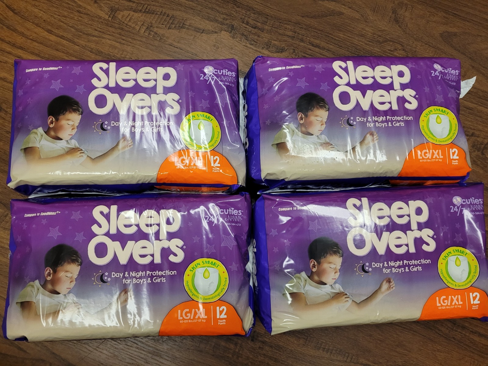 Cuties Sleep Overs Youth Diapers, Size L / XL 60-125 lbs 4-12 pack (48 Total)