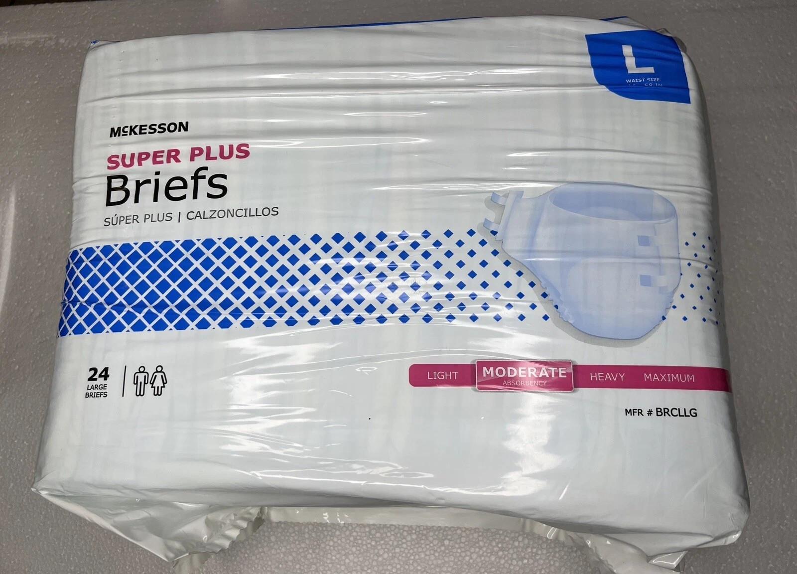 24 McKesson Super Plus Absorbency Disposable Briefs Adult L 44 – 58″ Waist NEW