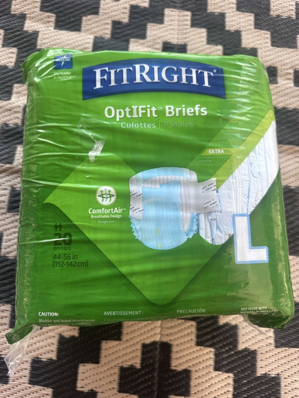 MedLine FitRight OptiFit Briefs 20 Pack Large Ultra Adult Diapers Incontinence