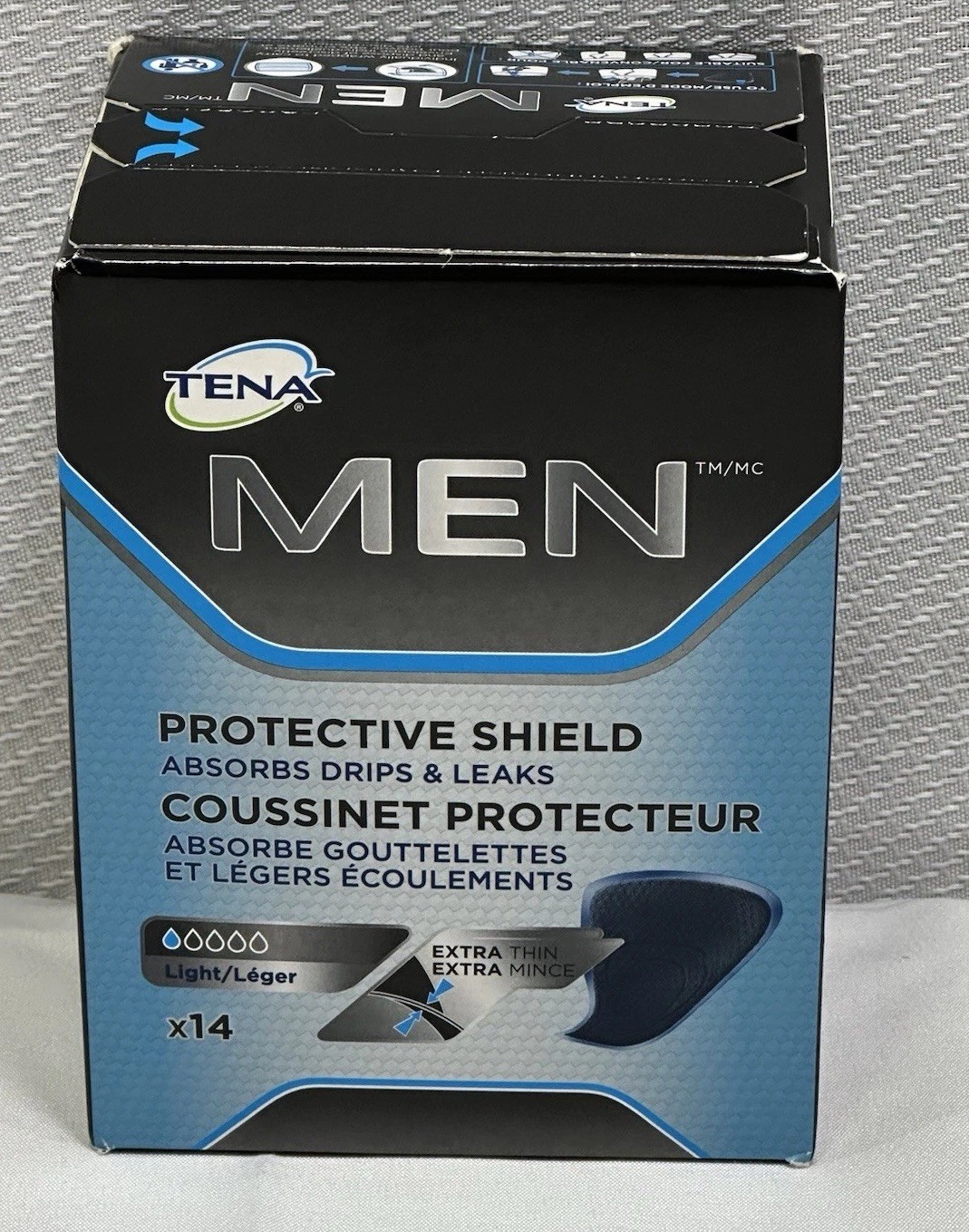 Tena Men Protective Shield Light Extra Thin Protection 14 Shields Sealed Box