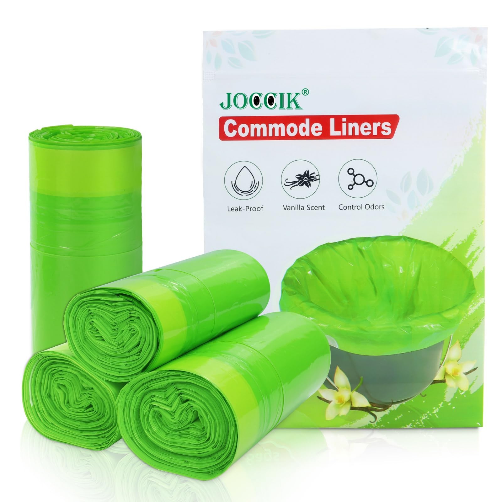 Commode Liners for Bedside Commode Vanilla Scented 100pcs Disposable Bags Univer