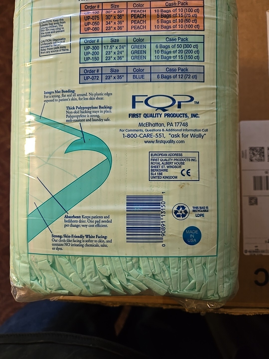 Prevail Disposable Underpads Fluff Absorbent LG 23” x 36″ Extra Strong 15/Ct Chu