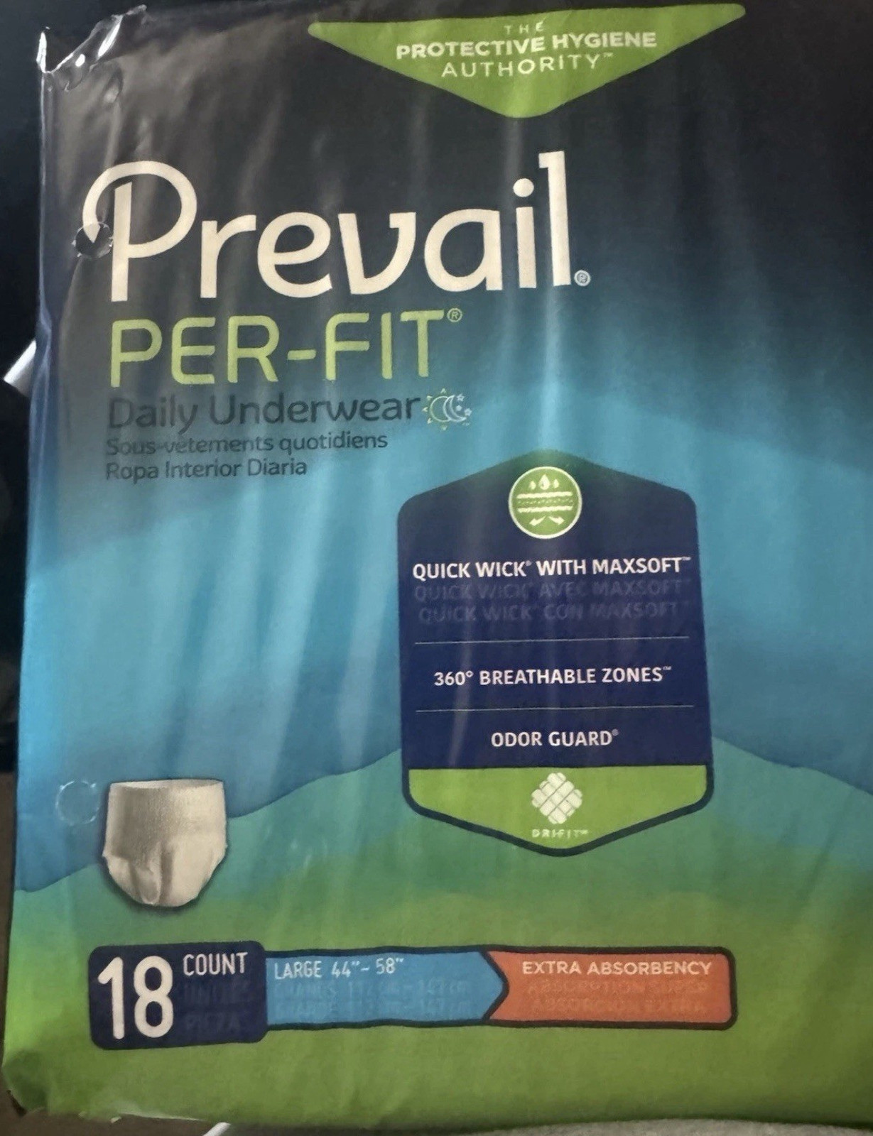 Prevail Per-Fit Daily Underwear Incontinence Pants Large 72 Ct Extra Absorbency