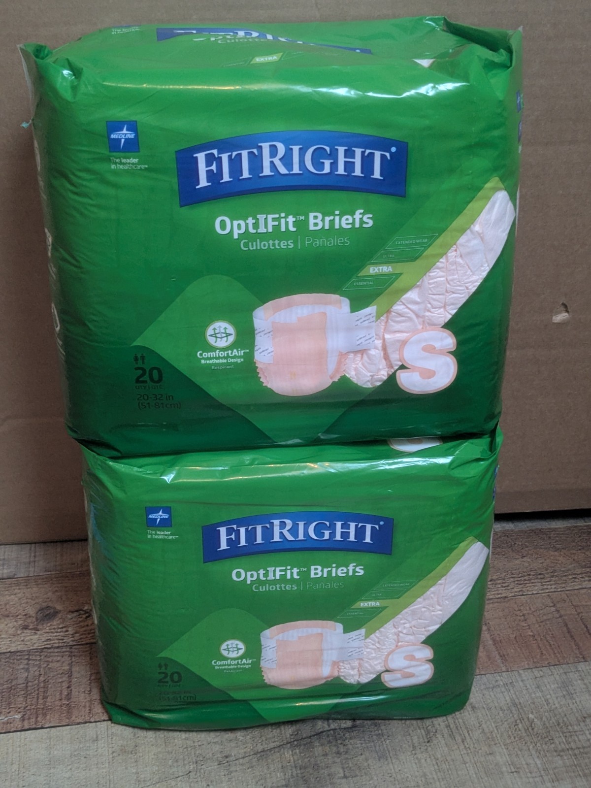 Lot Of 2 Pks. of 20 Ct FitRight OptiFit Briefs, Ultra, Size Small, 20″-32″ Waist