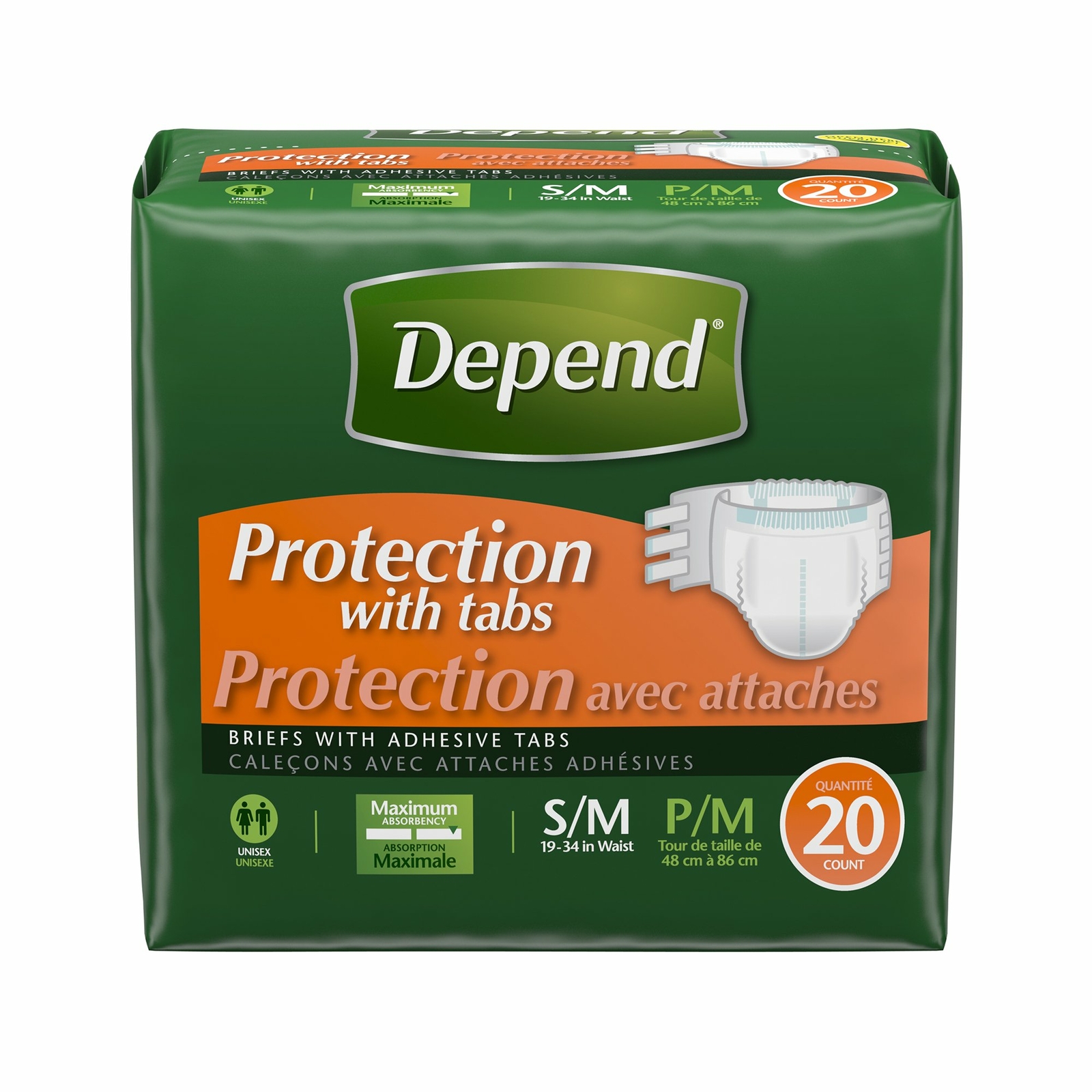 Depend Incontinence Brief S Overnight 35456 Maximum 20 Ct