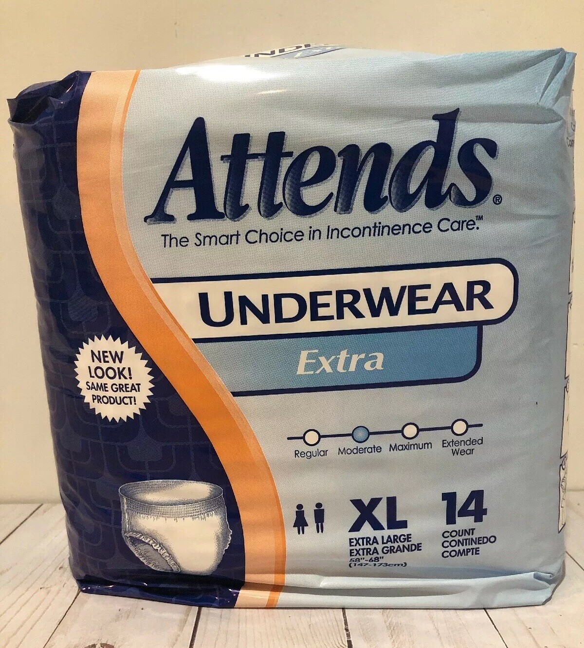 Attends Incontinence Underwear for Adults, XL, Case of 4 each 14 Count 56 Total