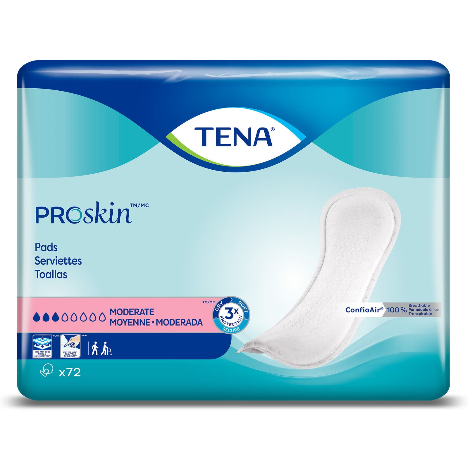 TENA Incontinent Pad 11″ L Regular Length Moderate 72 Ct