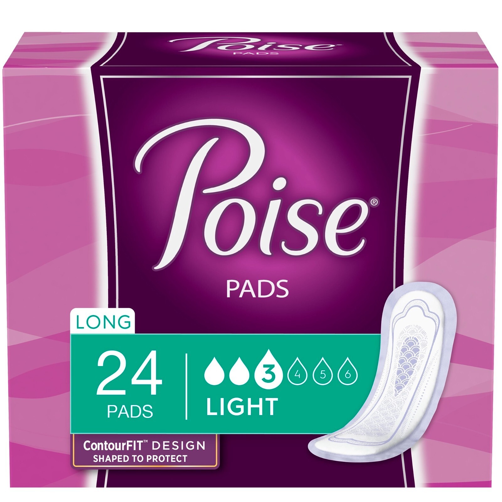Poise Female Bladder Control Pad 11 Inch Length Light Absorbency, Pack of 96