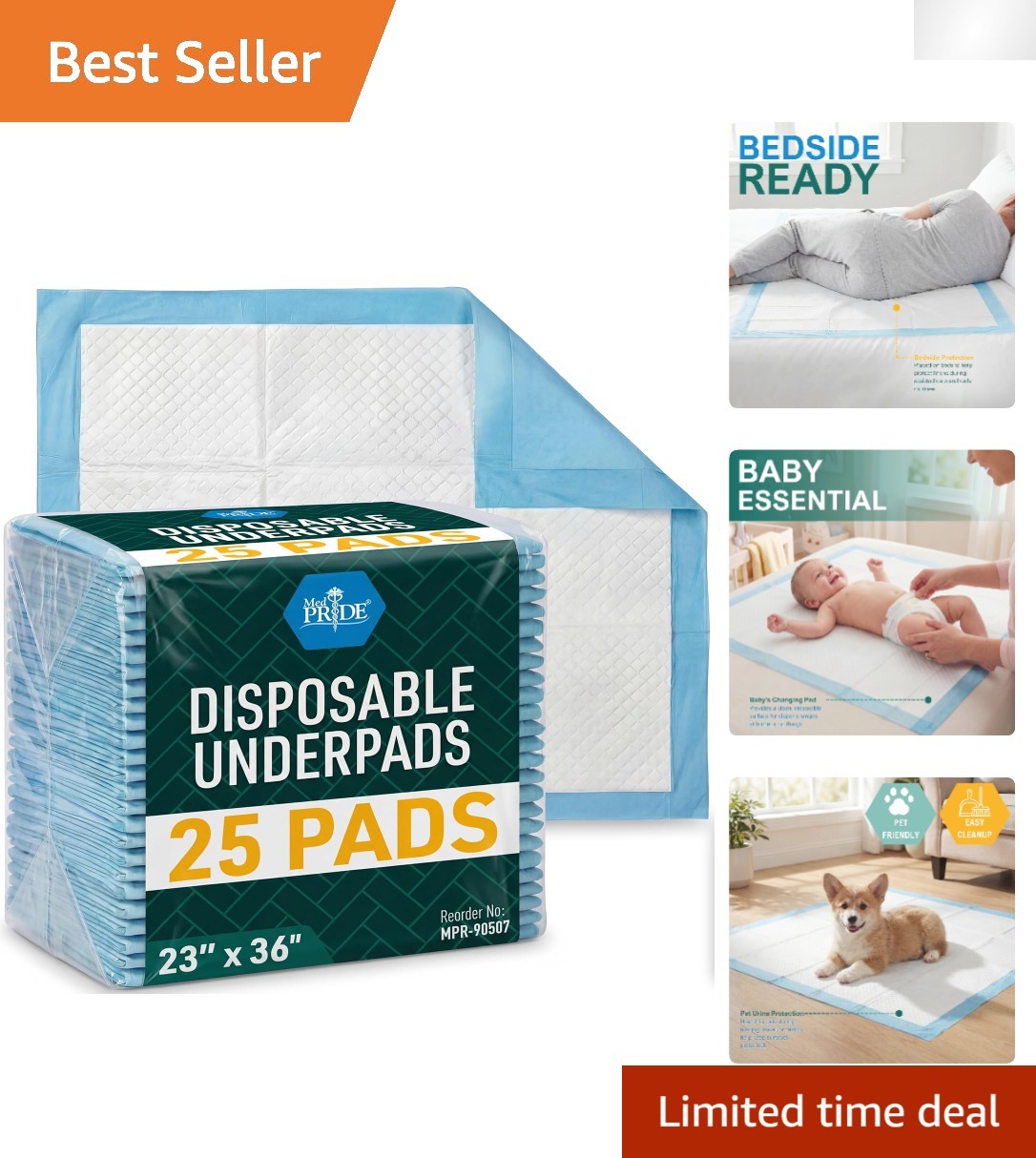 Bulk Pack of 25 Super Absorbent Underpads – 23» x 36» for Total Protection