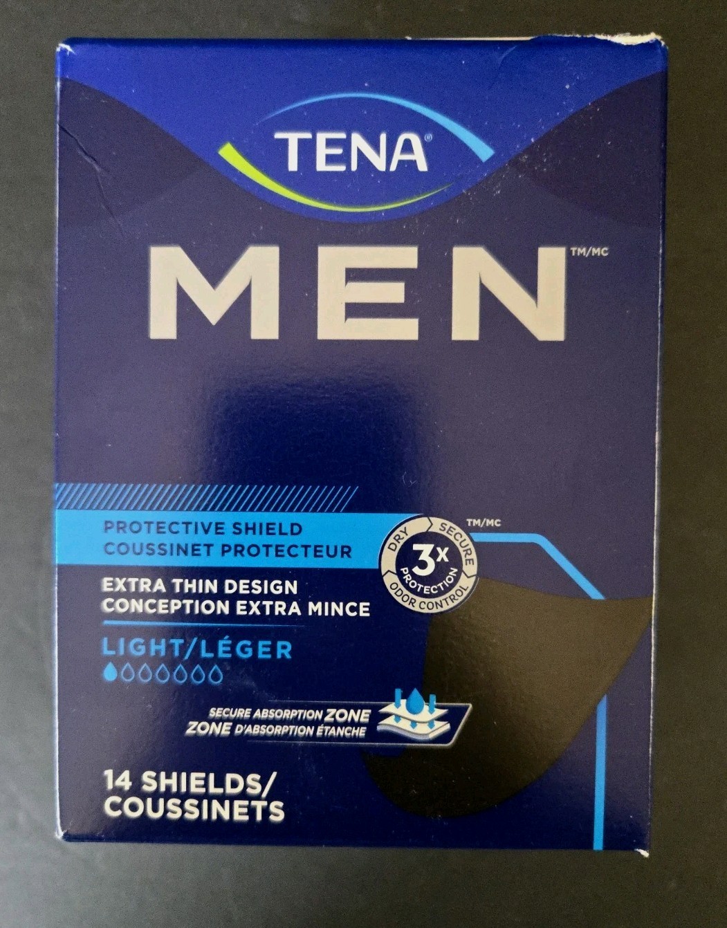Tena Men Protective Shield Light Extra Thin Protection 14 Shields New Sealed Box