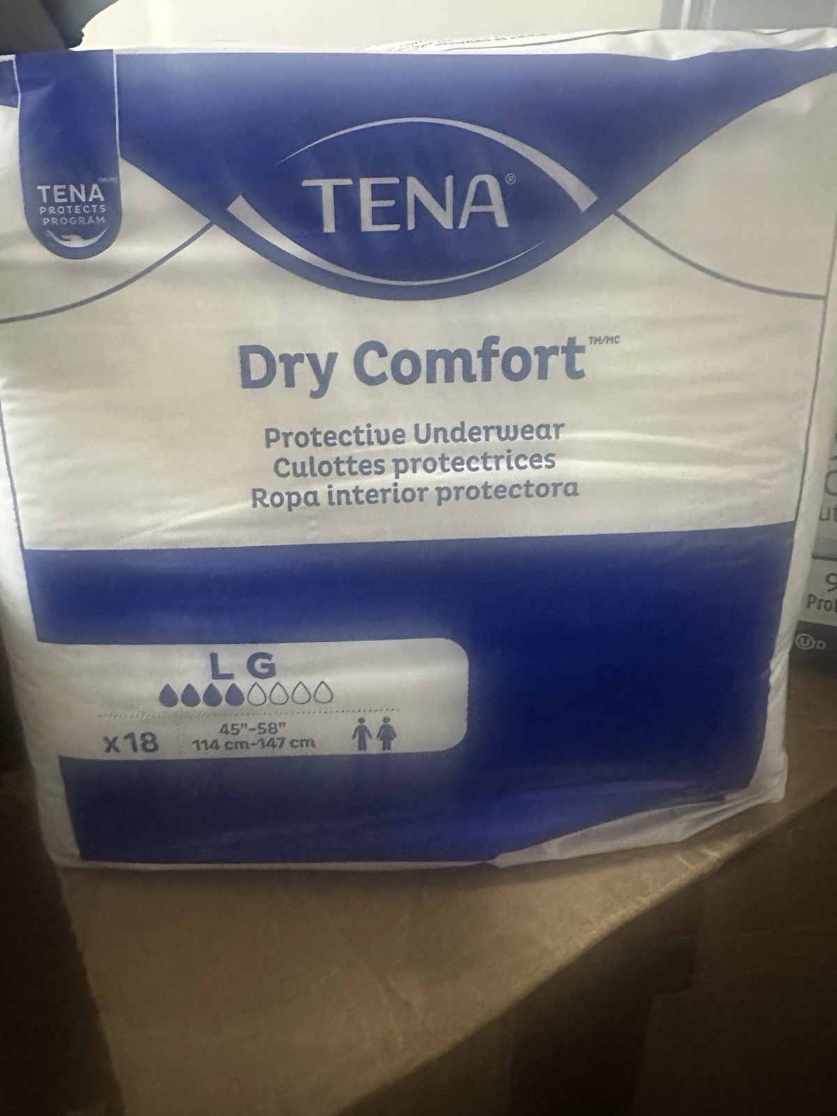 Tena Dry Comfort Protective Underwear Size LARGE 45”-58”