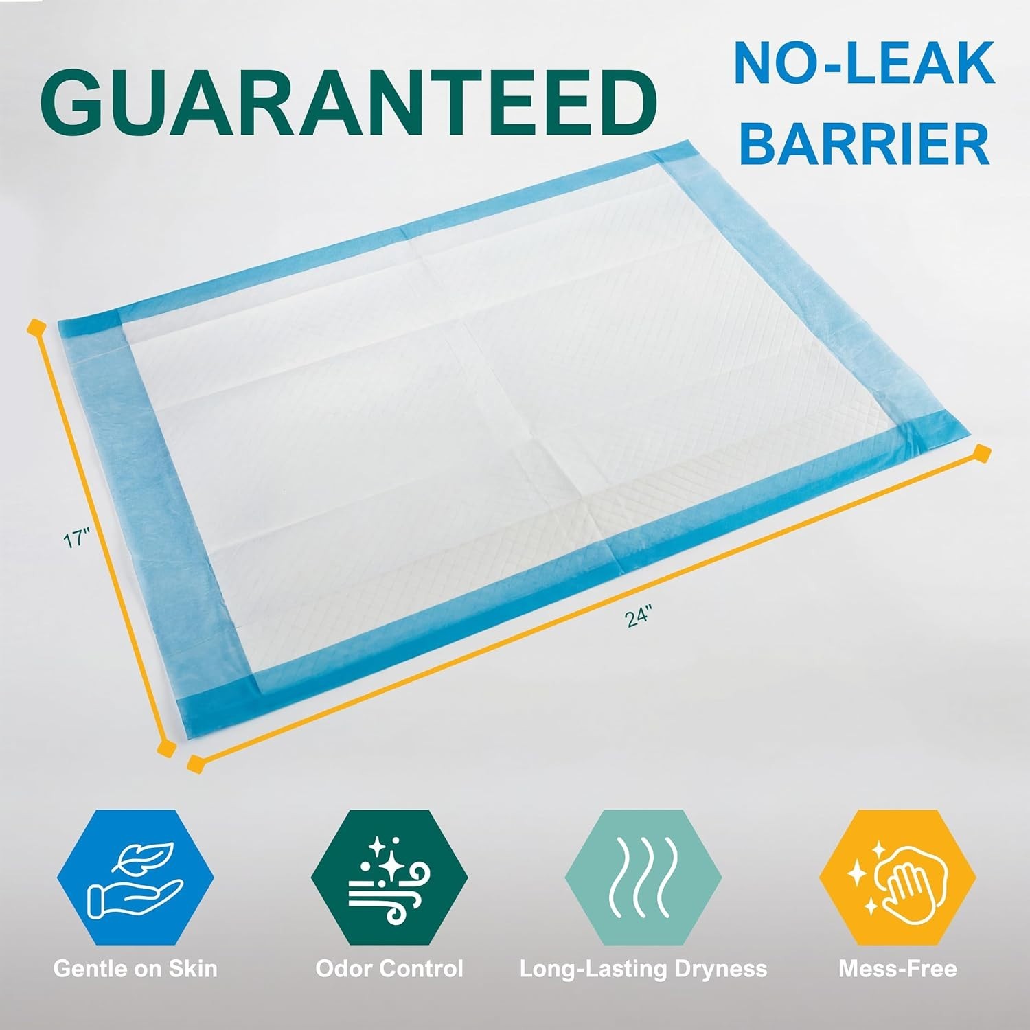 Disposable Underpads 17» x 24» 100-Count Incontinence Pads, Bed Covers, Pup…