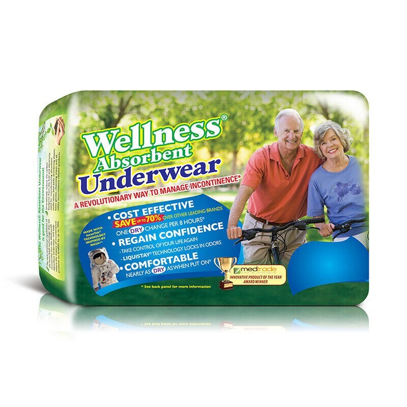 WELLNESS 1 PK/12 EA Absorbent Underwear X-Large 40″ – 60″
