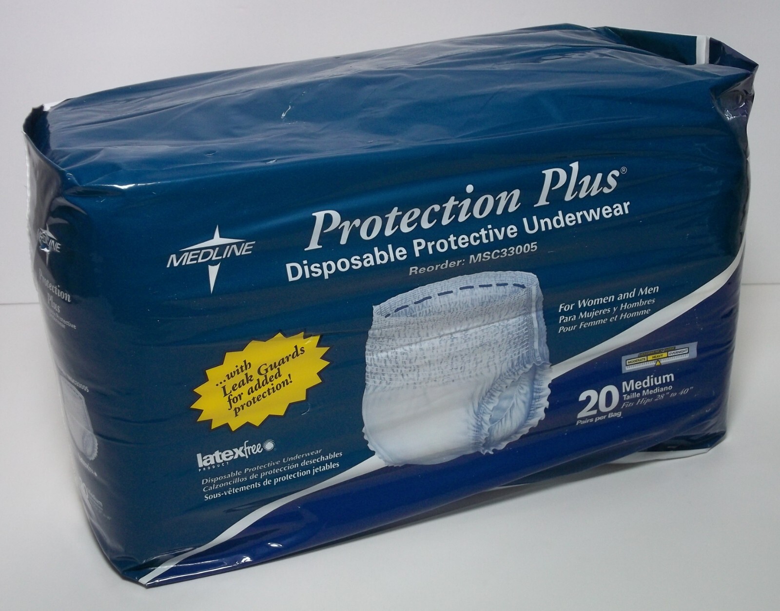 20 Pack Medium Medline Protection Plus Disposable Protective Adult Underwear