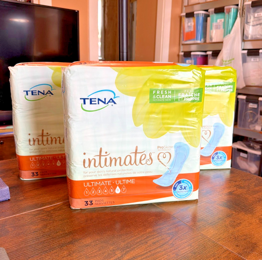 Tena Intimates Ultimate #6 Heavy Absorbency Pads 33 Count 3 Packs ~ Brand New.