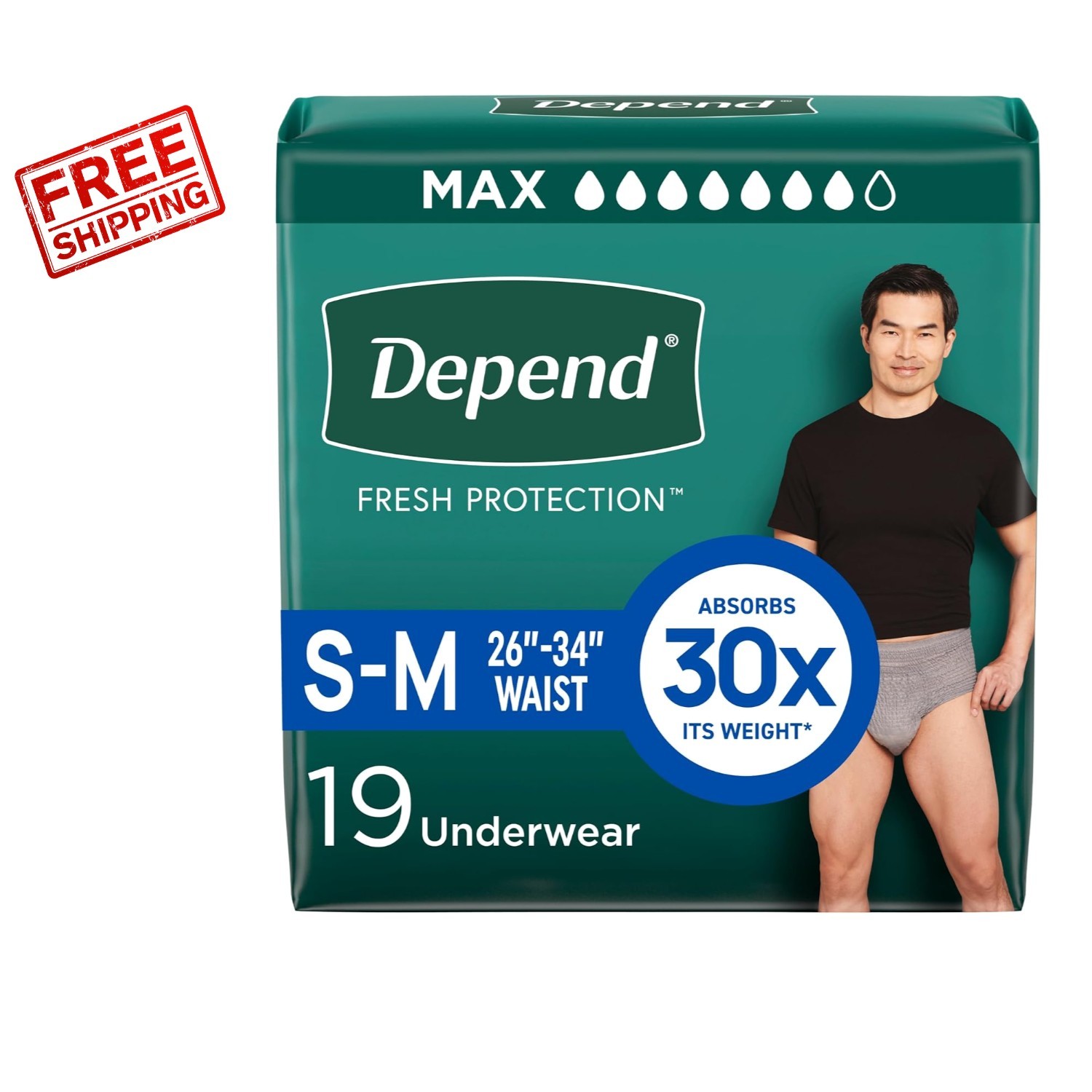 Disposable Incontinence Underwear for Men, Small/Medium – 19 Count, Active Fit