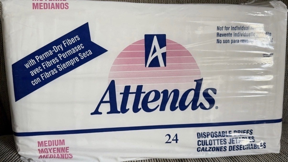 Rare Vintage Attends Adult Diapers! Size Medium! Plastic Backed