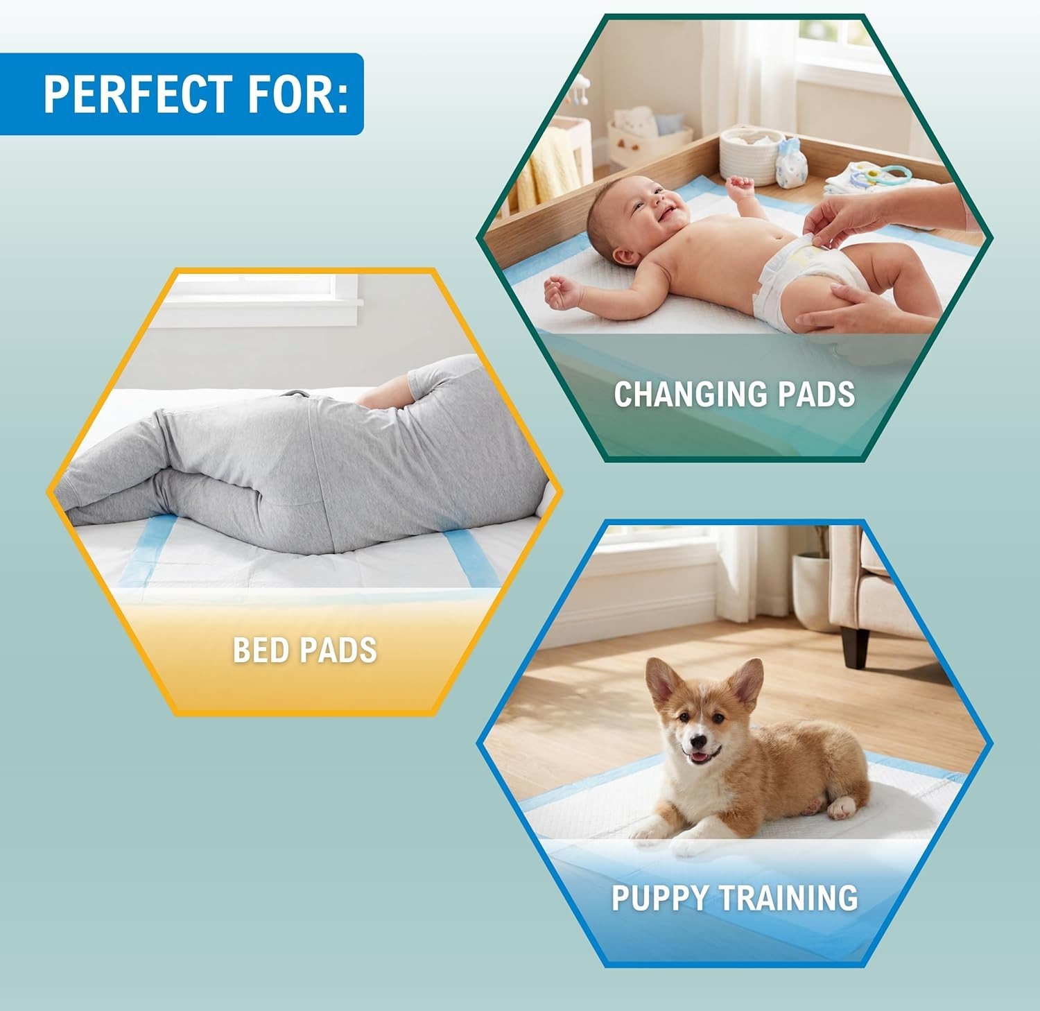 Disposable Underpads 17» x 24» 100-Count Incontinence Pads, Bed Covers, Pup…
