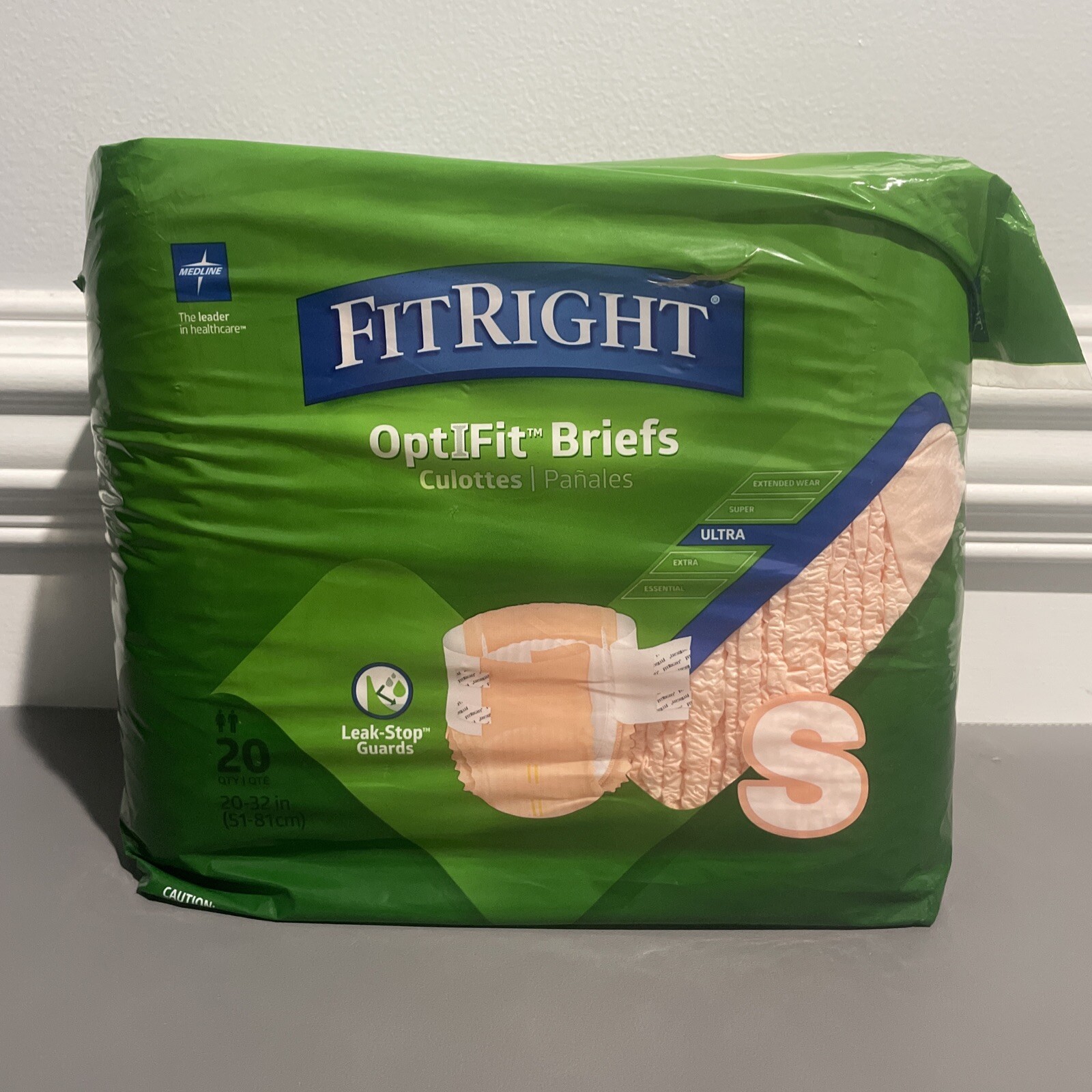 Medline FitRight OptiFit Ultra Adult Heavy Absorbency Briefs, Sz Small 60 Count