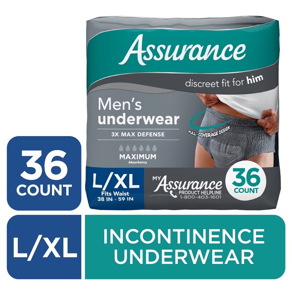 Men’s Incontinence Underwear Maximum Absorbency Large Extra Large 36 Pack