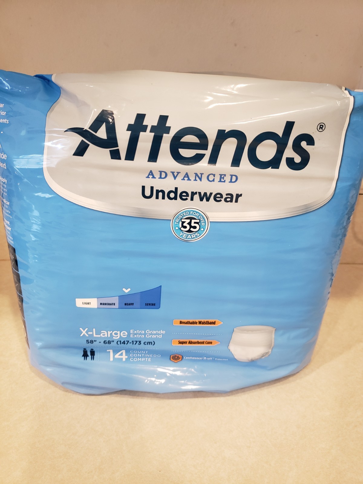 Adult Diapers Attends Advanced Underwear, Unisex 14 Count