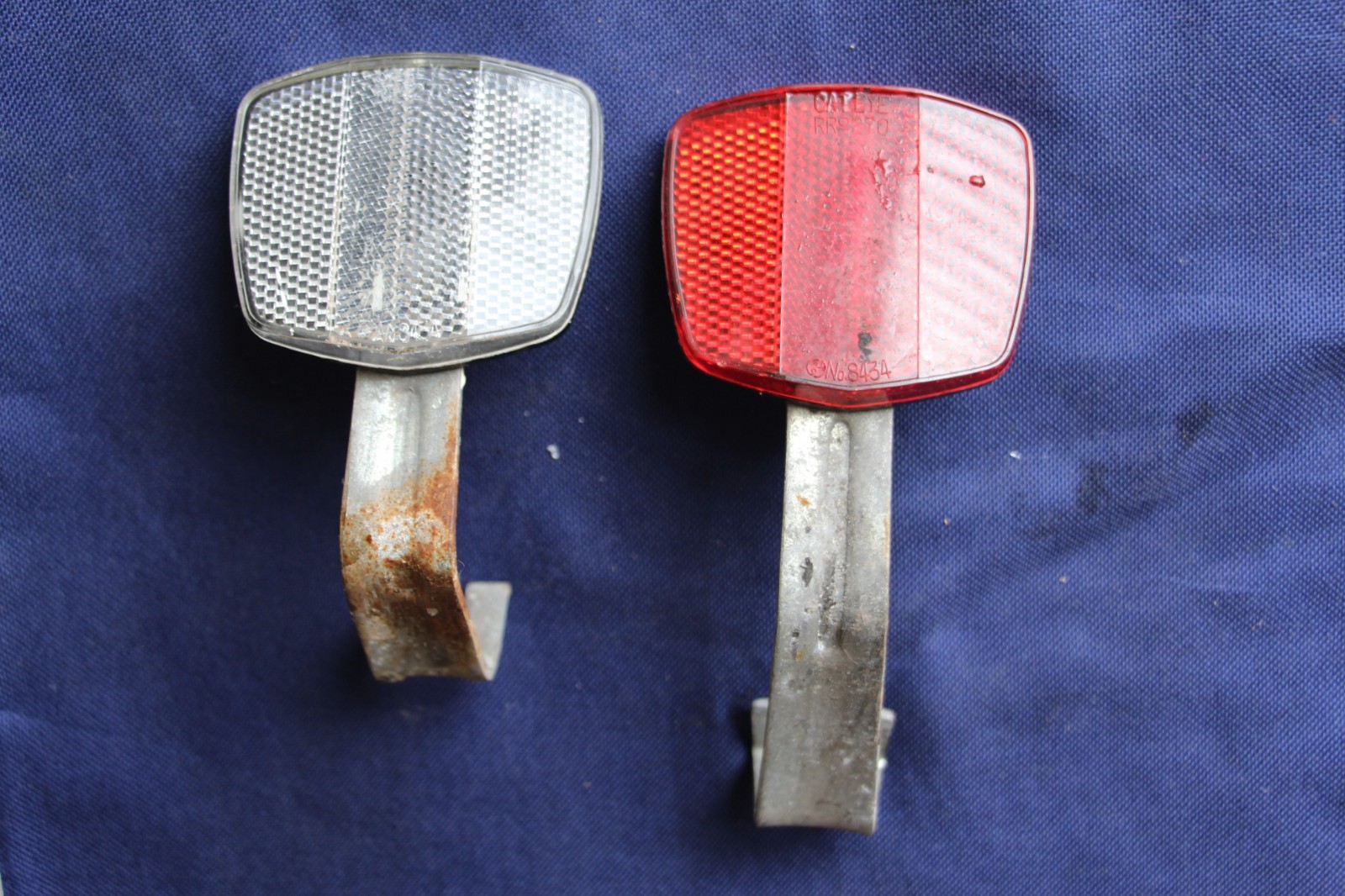 VINTAGE CAT EYE RR-270-BZ-2 BIKE BICYCLE REFLECTORS with MOUNTS FRONT REAR SET