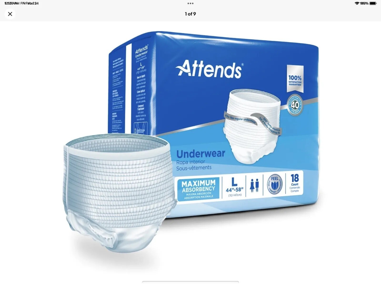 Attends Disposable Underwear Large Heavy 18 Ct