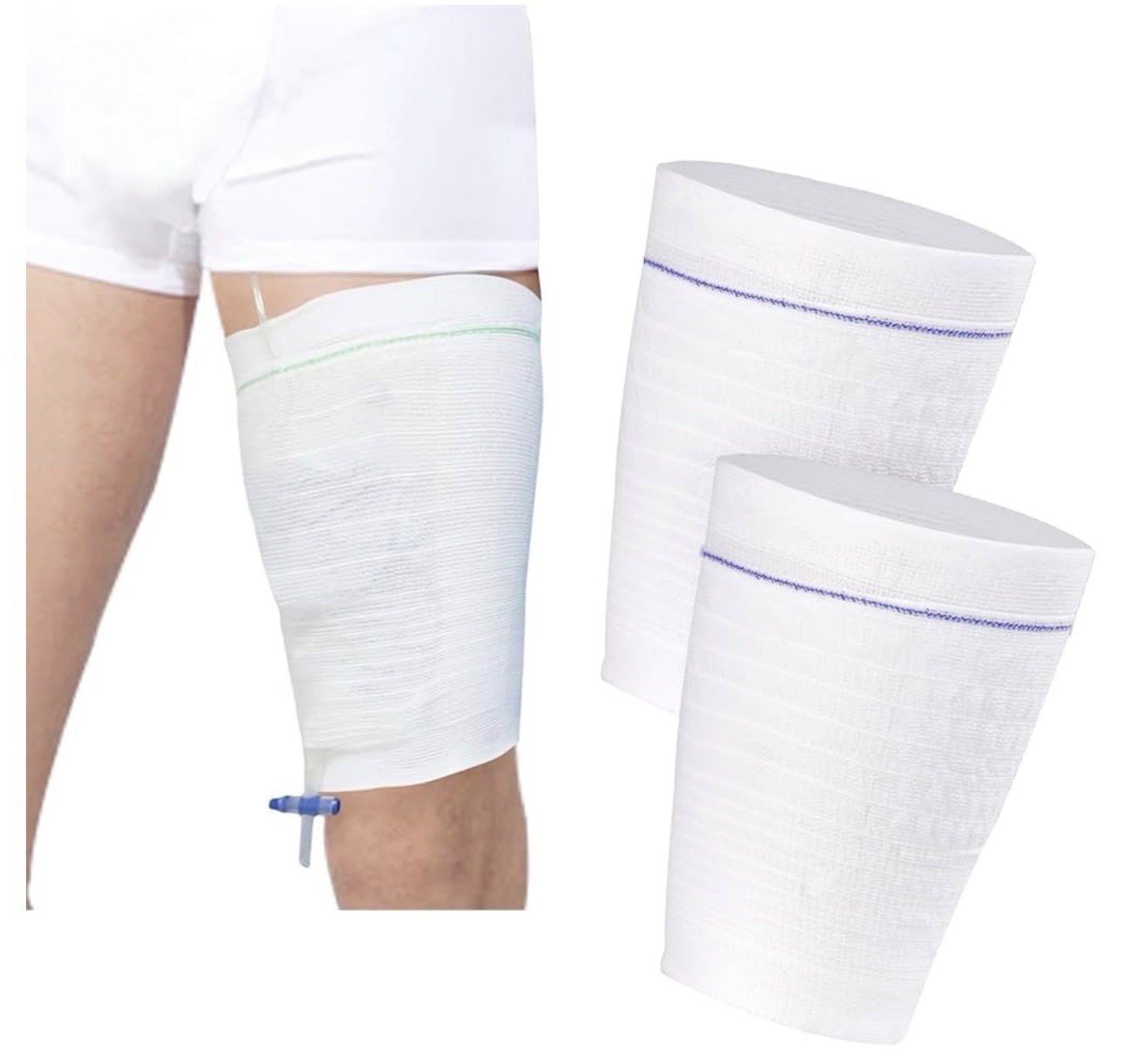 2 PCS Catheter Leg Bag Holder,Stay In Place Urine Bag for Legs. Size M