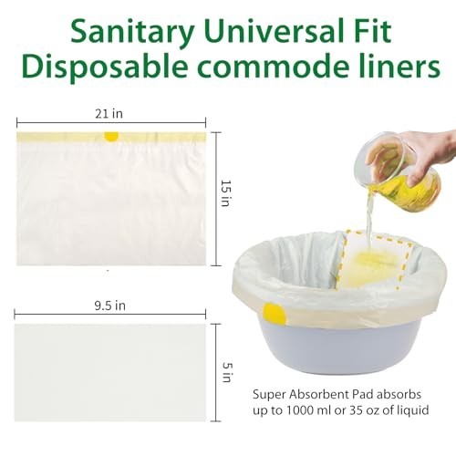 Commode Liners Disposable 100 Count Lemon Scented Absorbent Pads Set for Bedside