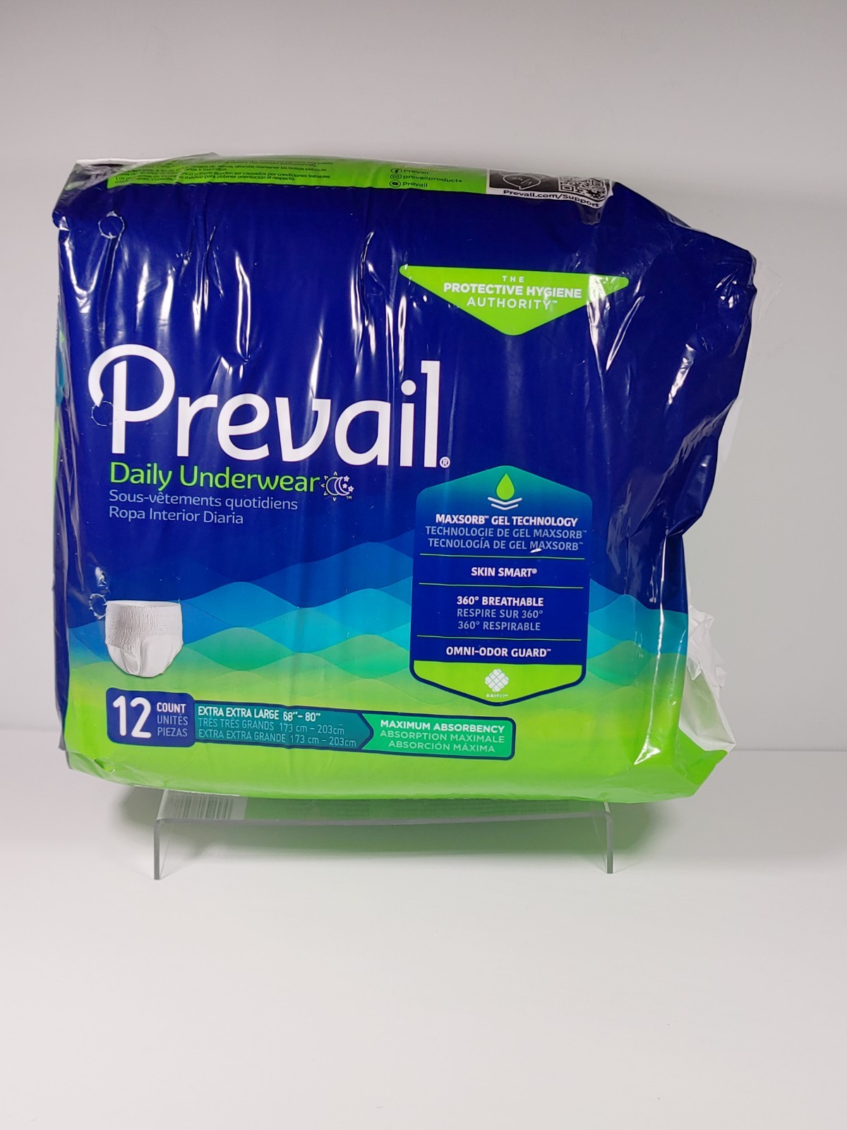 Prevail Daily Underwear Maximum Absorbency XXL 12 Count Unisex Waist 68″-80″ New