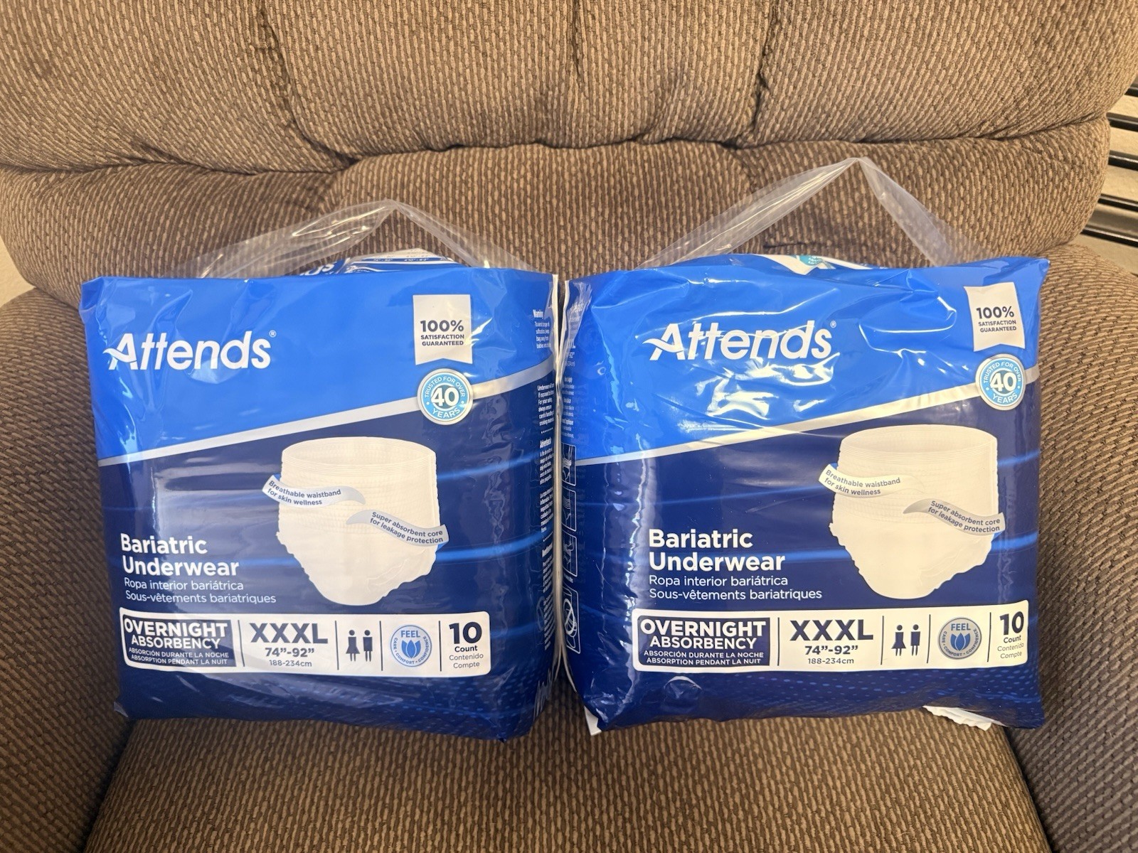 Adult Incontinence Underwear Attends Bariatric XXXL-Large (74–92″) 10 Count 2-PK